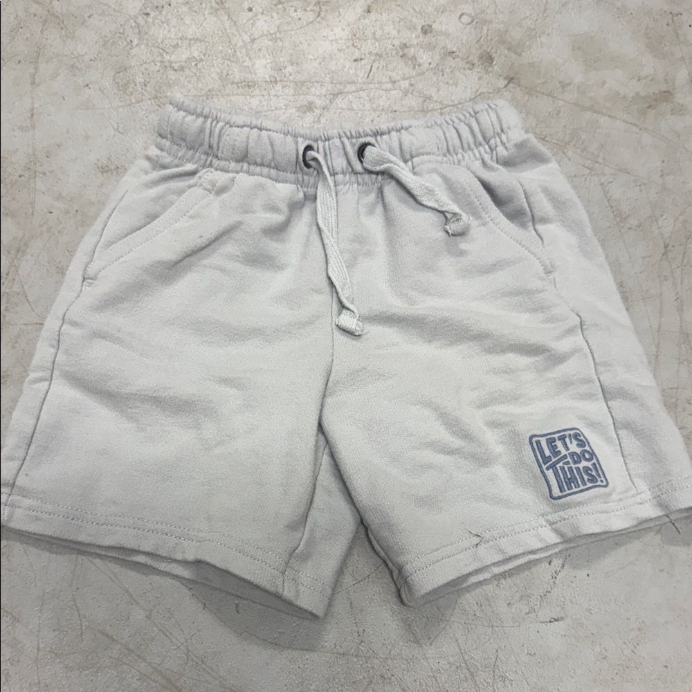 Cat & Jack Light Gray Athletic Shorts Drawstring Sweat Shorts “Lets Do This” 5T